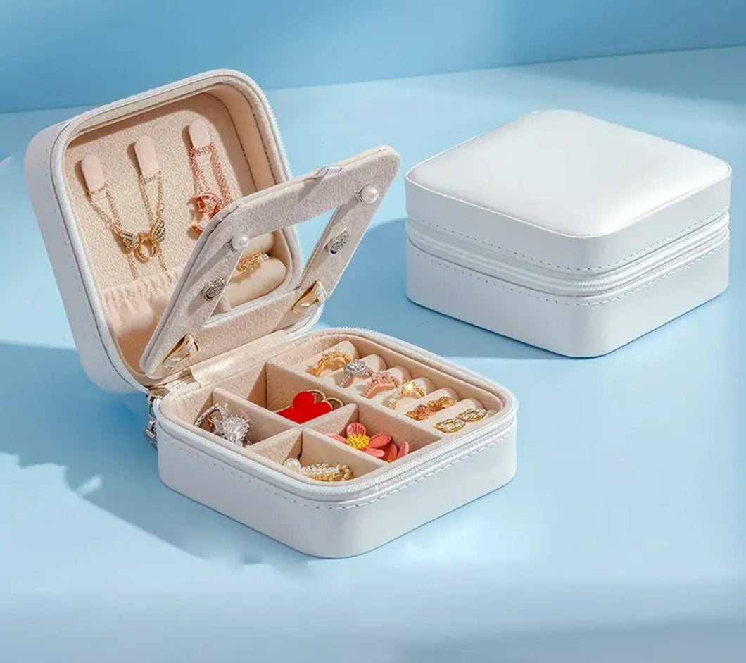 White leather Jewelry Travel Box , Mix Jewelry gift